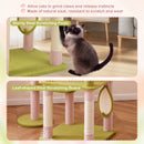 Multi-level pink cat tree featuring sisal scratching posts, plush top perch, and cozy hammock for playful relaxation.
