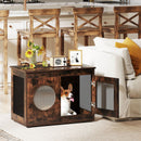 82 cm Dog Crate Side Table with Translucent Window – Rustic Brown – view 1