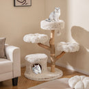 102 cm Pear Wood Cat Tower with Flower Platforms – view 1