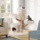 102 cm Pear Wood Cat Tower with Flower Platforms – view 2