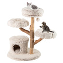 102 cm Pear Wood Cat Tower with Flower Platforms – view 4