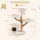 102 cm Pear Wood Cat Tower with Flower Platforms – view 5