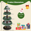 Multi-level green Christmas cat tree, 179 cm tall, with plush platforms and sturdy supports for festive feline fun.