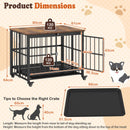 80 cm Folding Dog Crate Furniture with Wheels and Tray – Black view 5