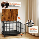 80 cm Folding Dog Crate Furniture with Wheels and Tray – Black view 7