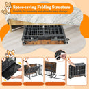 80 cm Folding Dog Crate Furniture with Wheels and Tray – Black view 10