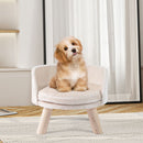 42 cm Round Pet Chair with Pine Wood Legs – White view 1