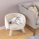 42 cm Round Pet Chair with Pine Wood Legs – White view 2