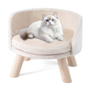 42 cm Round Pet Chair with Pine Wood Legs – White view 4