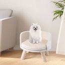 42 cm Round Pet Chair with Pine Wood Legs – White view 6