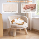42 cm Round Pet Chair with Pine Wood Legs – White view 7
