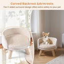 42 cm Round Pet Chair with Pine Wood Legs – White view 9