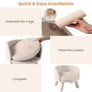 42 cm Round Pet Chair with Pine Wood Legs – White view 10