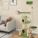 160 cm Green Cat Tree with Two Condos and Hammocks - Green