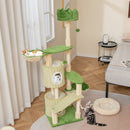 Stylish multi-level kitten tower in green featuring cozy hammocks and plush condos for ultimate cat relaxation and play.