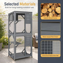 Large outdoor cat enclosure on wheels with a weatherproof roof, crafted from solid fir wood for durability and comfort.