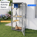 Large outdoor cat enclosure with 4 levels, cozy condo, and jumping platforms, perfect for 2-3 cats in grey.