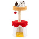 Christmas cat tree with cozy top perch and condo, featuring vibrant colors and playful antlers for festive feline fun.