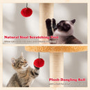 Christmas cat tree with a natural sisal scratching post and plush dangling ball, perfect for festive feline fun.