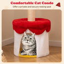 Cozy cat condo of the Christmas cat tree in multicolour, featuring plush fabric and a secure resting spot for cats.