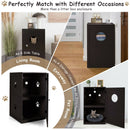 2-tier litter box enclosure in black, serving as a stylish side table and cat house with ventilation and easy access.