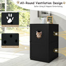 2-tier litter box enclosure in black with ventilation holes, providing privacy and comfort for your cat while doubling.