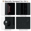 Close-up of the 2-tier litter box enclosure featuring a durable magnet, premium hinge, and waterproof surface for easy.