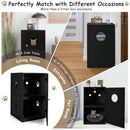 2-tier litter box enclosure in black with round entrance, perfect as a side table and for cat privacy and comfort.