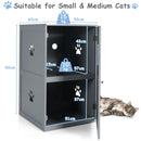 2-tier grey litter box enclosure with anti-toppling system, designed for small to medium cats, offers privacy and.