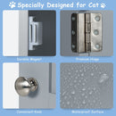 Close-up of the 2-tier litter box enclosure in grey, featuring a durable magnet, premium hinge, and waterproof surface.