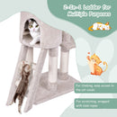 140 cm cat tree with scratching post and ladder, featuring plush fabric and sisal ropes for climbing and scratching.