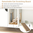 Detachable scratching board for cat litter box enclosure in white, designed for easy maintenance and litter tracking.