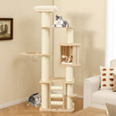 Tall 180 cm cat tree with cozy perch, multiple resting spots, and sturdy plywood construction for indoor cats and.