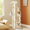 Tall cat tree with cozy perch, 180 cm, featuring multiple resting spots and scratching posts for indoor cats.
