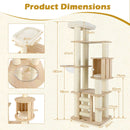 Detailed dimensions of the 180 cm tall cat tree with cozy perch, showcasing its sturdy design and multiple resting.