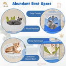 Multi-level ocean-themed cat tree featuring a cozy condo, plush perches, and deep hammock for abundant rest space.
