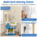 Multi-level ocean-themed cat tree with sisal scratching posts, featuring 2 plush perches and 3 jump platforms for.