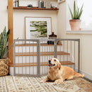 3-Panel Folding Fir Wood Pet Gate – Grey – view 2