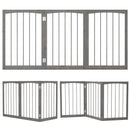 3-Panel Folding Fir Wood Pet Gate – Grey – view 4