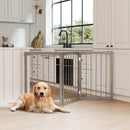 3-Panel Folding Fir Wood Pet Gate – Grey – view 6
