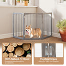 3-Panel Folding Fir Wood Pet Gate – Grey – view 7