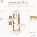 87 cm tall wooden cat tree with unique pear wood trunk, featuring multiple resting areas and jute scratching posts for.