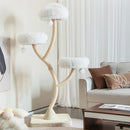 Multi-level 178cm cat activity center in beige with 3 plush perches and sisal scratching posts for playful cats.