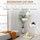 Multi-level 178cm beige cat tree with 3 plush perches and sisal posts, perfect for climbing and relaxing.