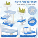3-level ocean-themed cat tree with sisal scratching posts, plush platforms, and interactive toys for playful cats.