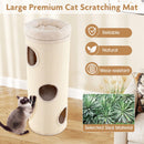 4-story beige cat house with multiple caves and removable perch, perfect for climbing, scratching, and lounging.