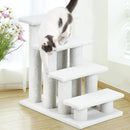 4-step pet stairs in white with soft berber fleece, designed for small or aging pets to easily access high places.