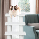 4-step pet stairs in white with soft berber fleece, designed for cats and dogs to easily access high furniture.
