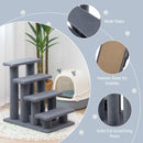 4-step pet stairs in grey with wide steps and sturdy base, designed for easy access to high furniture for cats and dogs.
