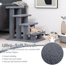 Close-up of the soft berber fleece covering on the 4-step pet stairs in grey, providing comfort for pets climbing high.